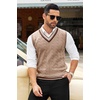 image:imageCOOFANDY Mens Sweater Vest V Neck Casual Sleeveless Pullover Striped Cable Knit Sweater VestKhaki