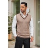 image:imageCOOFANDY Mens Sweater Vest V Neck Casual Sleeveless Pullover Striped Cable Knit Sweater VestKhaki