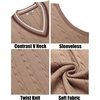 image:imageCOOFANDY Mens Sweater Vest V Neck Casual Sleeveless Pullover Striped Cable Knit Sweater VestKhaki
