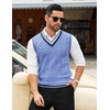 image:imageCOOFANDY Mens Sweater Vest V Neck Casual Sleeveless Pullover Striped Cable Knit Sweater VestLight Blue