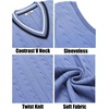 image:imageCOOFANDY Mens Sweater Vest V Neck Casual Sleeveless Pullover Striped Cable Knit Sweater VestLight Blue