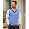 image:imageCOOFANDY Mens Sweater Vest V Neck Casual Sleeveless Pullover Striped Cable Knit Sweater VestLight Blue