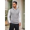 image:imageCOOFANDY Mens Sweater Vest V Neck Casual Sleeveless Pullover Striped Cable Knit Sweater VestLight Grey