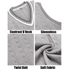 image:imageCOOFANDY Mens Sweater Vest V Neck Casual Sleeveless Pullover Striped Cable Knit Sweater VestLight Grey