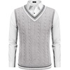 image:imageCOOFANDY Mens Sweater Vest V Neck Casual Sleeveless Pullover Striped Cable Knit Sweater VestLight Grey