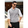 image:imageCOOFANDY Mens Sweater Vest V Neck Casual Sleeveless Pullover Striped Cable Knit Sweater VestLight Grey
