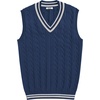 image:imageCOOFANDY Mens Sweater Vest V Neck Casual Sleeveless Pullover Striped Cable Knit Sweater VestNavy Blue