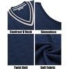 image:imageCOOFANDY Mens Sweater Vest V Neck Casual Sleeveless Pullover Striped Cable Knit Sweater VestNavy Blue