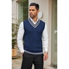 image:imageCOOFANDY Mens Sweater Vest V Neck Casual Sleeveless Pullover Striped Cable Knit Sweater VestNavy Blue