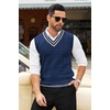 image:imageCOOFANDY Mens Sweater Vest V Neck Casual Sleeveless Pullover Striped Cable Knit Sweater VestNavy Blue