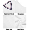 image:imageCOOFANDY Mens Sweater Vest V Neck Casual Sleeveless Pullover Striped Cable Knit Sweater VestWhite  Navy Blue Red Stripe
