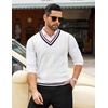 image:imageCOOFANDY Mens Sweater Vest V Neck Casual Sleeveless Pullover Striped Cable Knit Sweater VestWhite  Navy Blue Red Stripe
