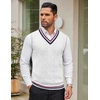 image:imageCOOFANDY Mens Sweater Vest V Neck Casual Sleeveless Pullover Striped Cable Knit Sweater VestWhite  Navy Blue Red Stripe