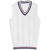 image:imageCOOFANDY Mens Sweater Vest V Neck Casual Sleeveless Pullover Striped Cable Knit Sweater VestWhite  Navy Blue Red Stripe