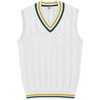 image:imageCOOFANDY Mens Sweater Vest V Neck Casual Sleeveless Pullover Striped Cable Knit Sweater VestYellow  Green Stripe