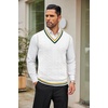 image:imageCOOFANDY Mens Sweater Vest V Neck Casual Sleeveless Pullover Striped Cable Knit Sweater VestYellow  Green Stripe
