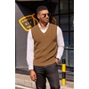 image:imageCOOFANDY Mens Sweater Vest V Neck Sleeveless Sweater Casual Knitted Vests  Regular Fit Lightweight Stretch Soft Business Casual Matching Fall Winter Fashion Classic Design Durable WrinkleFreeBrown