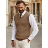 image:imageCOOFANDY Mens Sweater Vest V Neck Sleeveless Sweater Casual Knitted Vests  Regular Fit Lightweight Stretch Soft Business Casual Matching Fall Winter Fashion Classic Design Durable WrinkleFreeKhaki