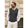 image:imageCOOFANDY Mens Sweater Vest V Neck Sleeveless Sweater Casual Knitted Vests  Regular Fit Lightweight Stretch Soft Business Casual Matching Fall Winter Fashion Classic Design Durable WrinkleFreeGrey and Black Stripe