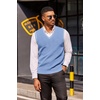 image:imageCOOFANDY Mens Sweater Vest V Neck Sleeveless Sweater Casual Knitted Vests  Regular Fit Lightweight Stretch Soft Business Casual Matching Fall Winter Fashion Classic Design Durable WrinkleFreeBlue and White Stripe