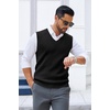 image:imageCOOFANDY Mens Sweater Vest V Neck Sleeveless Sweater Casual Knitted Vests  Regular Fit Lightweight Stretch Soft Business Casual Matching Fall Winter Fashion Classic Design Durable WrinkleFreeBlack