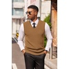 image:imageCOOFANDY Mens Sweater Vest V Neck Sleeveless Sweater Casual Knitted Vests  Regular Fit Lightweight Stretch Soft Business Casual Matching Fall Winter Fashion Classic Design Durable WrinkleFreeBrown