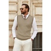 image:imageCOOFANDY Mens Sweater Vest V Neck Sleeveless Sweater Casual Knitted Vests  Regular Fit Lightweight Stretch Soft Business Casual Matching Fall Winter Fashion Classic Design Durable WrinkleFreeKhaki and Black Stripe