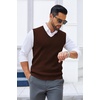 image:imageCOOFANDY Mens Sweater Vest V Neck Sleeveless Sweater Casual Knitted Vests  Regular Fit Lightweight Stretch Soft Business Casual Matching Fall Winter Fashion Classic Design Durable WrinkleFreeDeep Brown