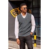 image:imageCOOFANDY Mens Sweater Vest V Neck Sleeveless Sweater Casual Knitted Vests  Regular Fit Lightweight Stretch Soft Business Casual Matching Fall Winter Fashion Classic Design Durable WrinkleFreeGrey