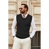 image:imageCOOFANDY Mens Sweater Vest V Neck Sleeveless Sweater Casual Knitted Vests  Regular Fit Lightweight Stretch Soft Business Casual Matching Fall Winter Fashion Classic Design Durable WrinkleFreeBlack