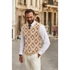 image:imageCOOFANDY Mens Sweater Vest V Neck Sleeveless Sweater Casual Knitted Vests  Regular Fit Lightweight Stretch Soft Business Casual Matching Fall Winter Fashion Classic Design Durable WrinkleFreeArgyle Khaki