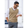 image:imageCOOFANDY Mens Sweater Vest V Neck Sleeveless Sweater Casual Knitted Vests  Regular Fit Lightweight Stretch Soft Business Casual Matching Fall Winter Fashion Classic Design Durable WrinkleFreeKhaki and Black Stripe
