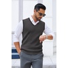 image:imageCOOFANDY Mens Sweater Vest V Neck Sleeveless Sweater Casual Knitted Vests  Regular Fit Lightweight Stretch Soft Business Casual Matching Fall Winter Fashion Classic Design Durable WrinkleFreeGrey and Black Stripe