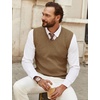 image:imageCOOFANDY Mens Sweater Vest V Neck Sleeveless Sweater Casual Knitted Vests  Regular Fit Lightweight Stretch Soft Business Casual Matching Fall Winter Fashion Classic Design Durable WrinkleFreeKhaki