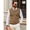 image:imageCOOFANDY Mens Sweater Vest V Neck Sleeveless Sweater Casual Knitted Vests  Regular Fit Lightweight Stretch Soft Business Casual Matching Fall Winter Fashion Classic Design Durable WrinkleFreeKhaki
