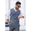 image:imageCOOFANDY Mens Sweater Vest V Neck Sleeveless Sweater Casual Knitted Vests  Regular Fit Lightweight Stretch Soft Business Casual Matching Fall Winter Fashion Classic Design Durable WrinkleFreeBlue and White