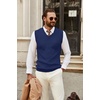image:imageCOOFANDY Mens Sweater Vest V Neck Sleeveless Sweater Casual Knitted Vests  Regular Fit Lightweight Stretch Soft Business Casual Matching Fall Winter Fashion Classic Design Durable WrinkleFreeNavy Blue