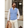 image:imageCOOFANDY Mens Sweater Vest V Neck Sleeveless Sweater Casual Knitted Vests  Regular Fit Lightweight Stretch Soft Business Casual Matching Fall Winter Fashion Classic Design Durable WrinkleFreeBlue and White Stripe