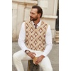 image:imageCOOFANDY Mens Sweater Vest V Neck Sleeveless Sweater Casual Knitted Vests  Regular Fit Lightweight Stretch Soft Business Casual Matching Fall Winter Fashion Classic Design Durable WrinkleFreeArgyle Khaki
