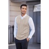image:imageCOOFANDY Mens Sweater Vest V Neck Slim Fit Casual Sleeveless Twisted Knitted Pullover SweaterBeigeWhite Twotone Colors