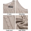 image:imageCOOFANDY Mens Sweater Vest V Neck Slim Fit Casual Sleeveless Twisted Knitted Pullover SweaterBeigeWhite Twotone Colors