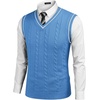 image:imageCOOFANDY Mens Sweater Vest V Neck Slim Fit Casual Sleeveless Twisted Knitted Pullover SweaterBlue