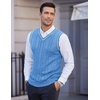 image:imageCOOFANDY Mens Sweater Vest V Neck Slim Fit Casual Sleeveless Twisted Knitted Pullover SweaterBlue