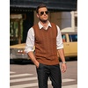 image:imageCOOFANDY Mens Sweater Vest V Neck Slim Fit Casual Sleeveless Twisted Knitted Pullover SweaterBrown