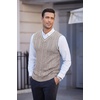image:imageCOOFANDY Mens Sweater Vest V Neck Slim Fit Casual Sleeveless Twisted Knitted Pullover SweaterBrownWhite Two Tone Colors