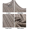 image:imageCOOFANDY Mens Sweater Vest V Neck Slim Fit Casual Sleeveless Twisted Knitted Pullover SweaterBrownWhite Two Tone Colors