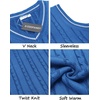 image:imageCOOFANDY Mens Sweater Vest V Neck Slim Fit Casual Sleeveless Twisted Knitted Pullover SweaterDenim Blue