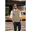 image:imageCOOFANDY Mens Sweater Vest V Neck Slim Fit Casual Sleeveless Twisted Knitted Pullover SweaterKhaki
