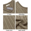 image:imageCOOFANDY Mens Sweater Vest V Neck Slim Fit Casual Sleeveless Twisted Knitted Pullover SweaterKhaki