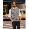 image:imageCOOFANDY Mens Sweater Vest V Neck Slim Fit Casual Sleeveless Twisted Knitted Pullover SweaterLight Grey